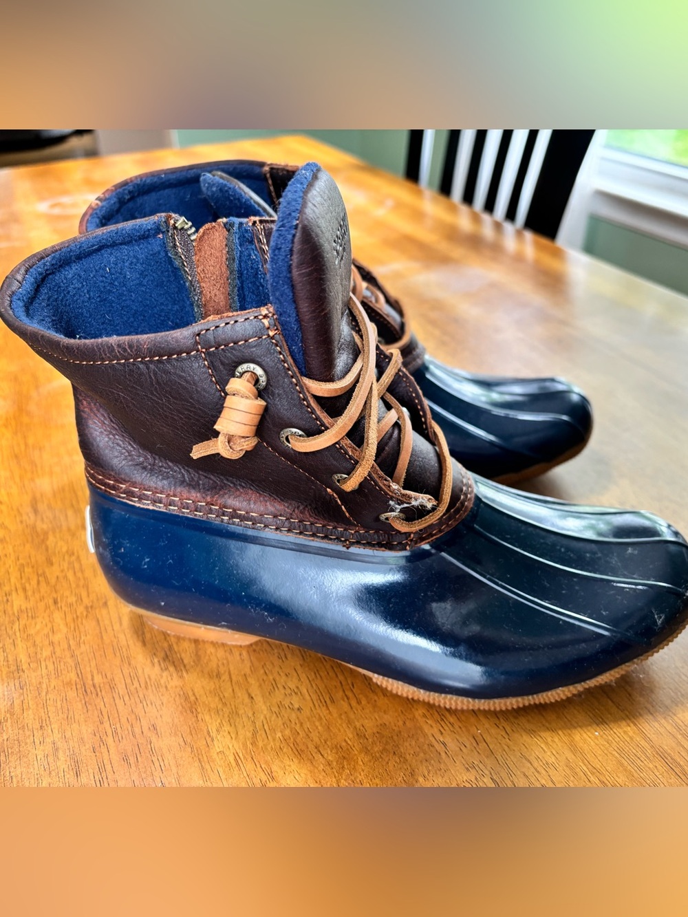 Sperry Navy and Brown Waterproof Duck Boots size 8